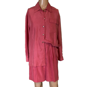 Apart vintage Pink Two-Piece silk Shirt and short Set